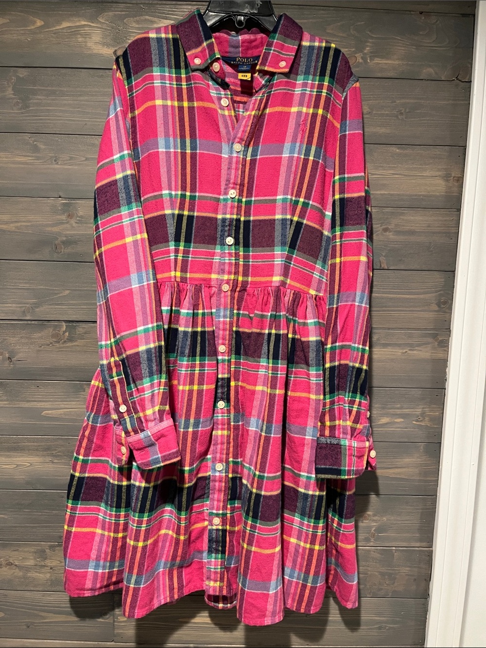 Girls Polo by Ralph Lauren Pink Plaid Button-Front Girls' Dress 12